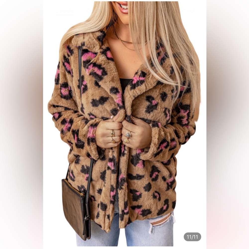 NWOT Briley leopard Cheetah Sherpa jacket
